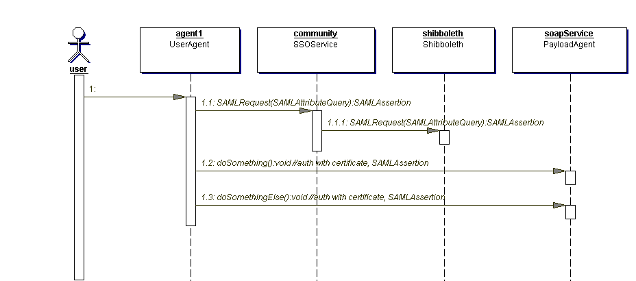 Sequence diagram for agent authenticating to web service